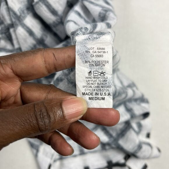 Nallie & Millie Asymmetric Tunic Grid Windowpane 3/4 Sleeve Boho Top MEDIUM - Picture 10 of 11